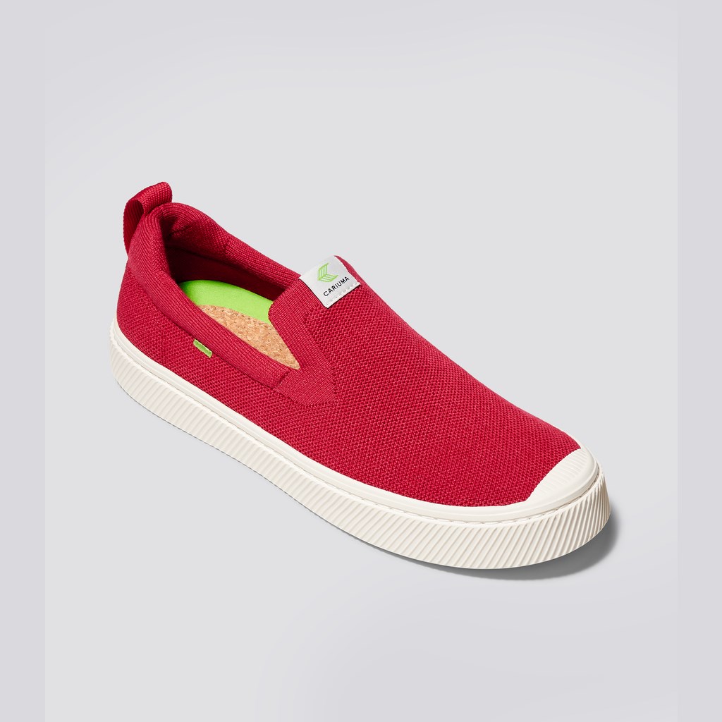 IBI Slip-On Cariuma Low Top Bamboo Weave Knit Vegan Rouge Homme | WRU-3568624